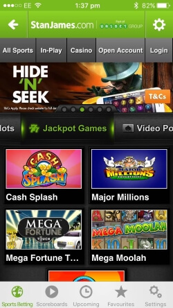 Stan James Casino IOS App - Play progressive jackpots such as Mega Fortune and Mega Moolah