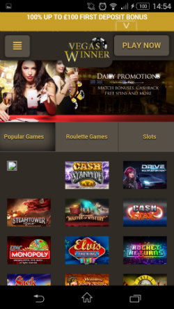 Get casino bonuses & Casino rewards at Vegas Winner Mobile Casino